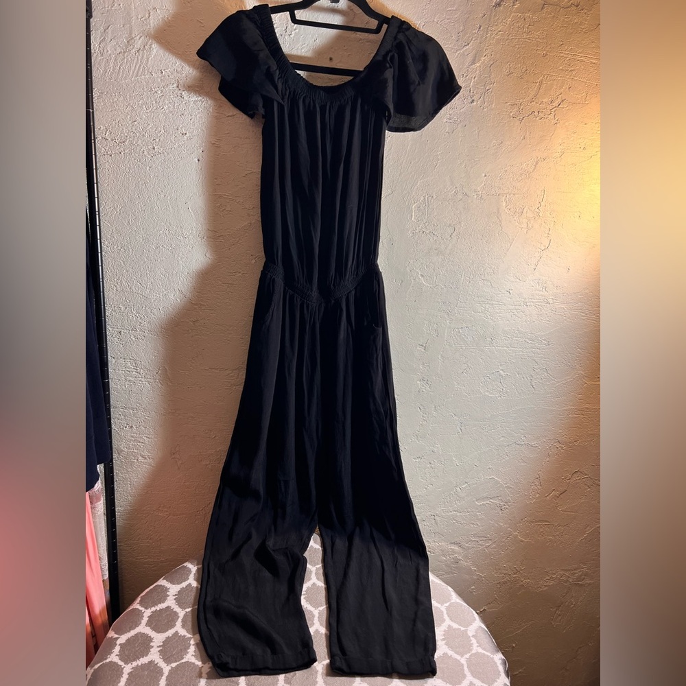 Black Jumpsuit by Beach Gold M pockets slim leg lightweight classic minimalist